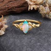 Nature-Inspired 6 Prong Dazzling Marquise Opal Engagement Ring
